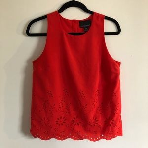 Cynthia Rowley Red Flower Cutout Blouse